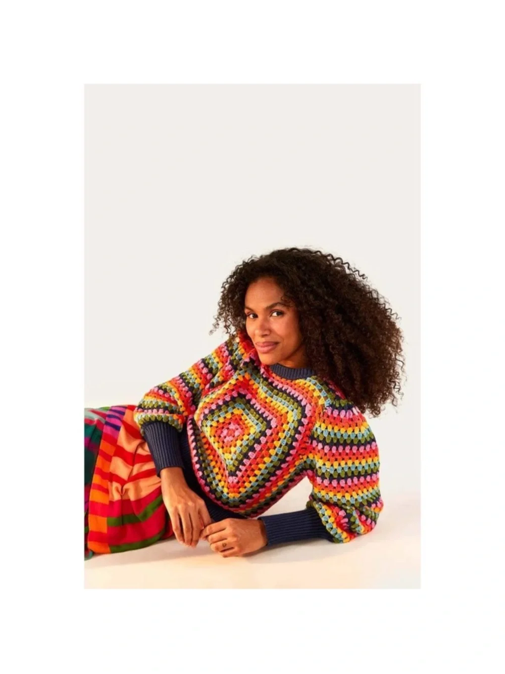 FARM Rio Multicolor Crochet Square Sweater - Picture 3 of 7